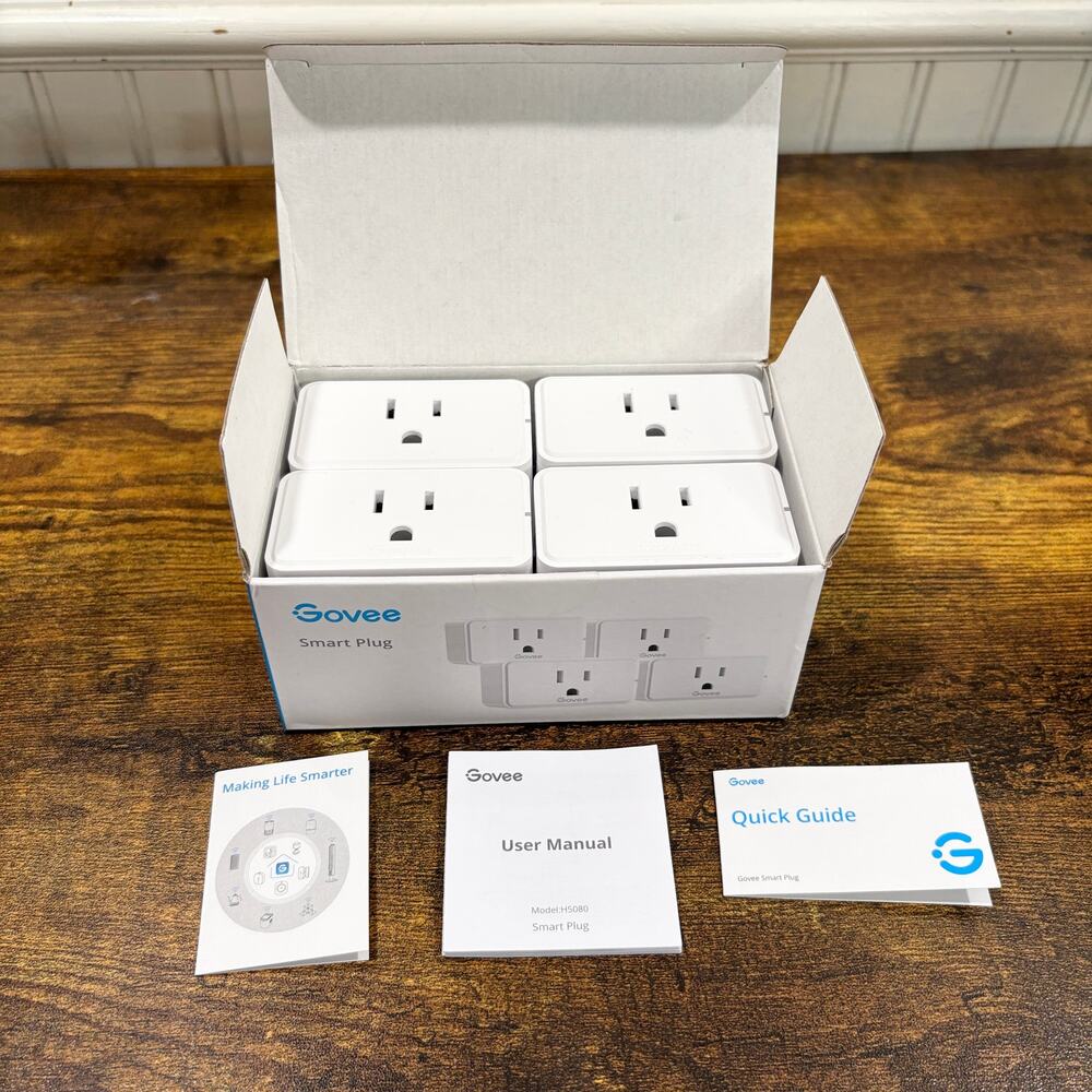 Govee Smart Plugs 4 Pack Wifi Bluetooth Model H5080 App Remote New Open Box